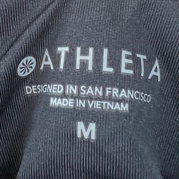 Athleta Conscious Longline Crop Swimsuit Bikini Tank Top Size Medium Black - Picture 5 of 6